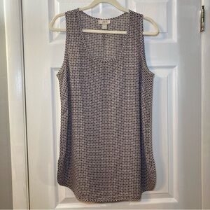 LOFT Geometric Scoop Neck Sleeveless Blouse Size Medium